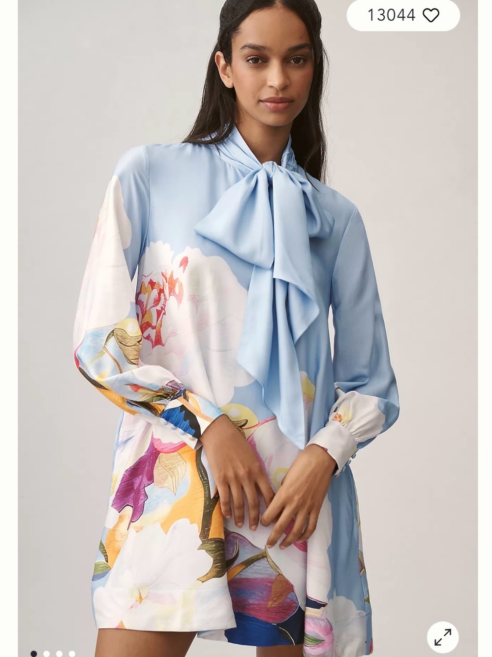 Caroline Tie-Neck Mini Dress by Maeve size medium